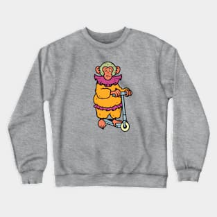 Vintage Cartoon Circus Monkey on a Scooter Crewneck Sweatshirt